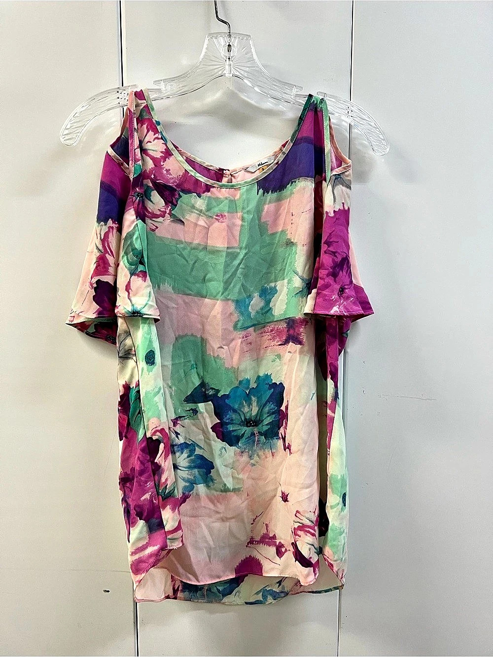 Milano Abstract Print Blouse in Pink & Green Size Small Like New